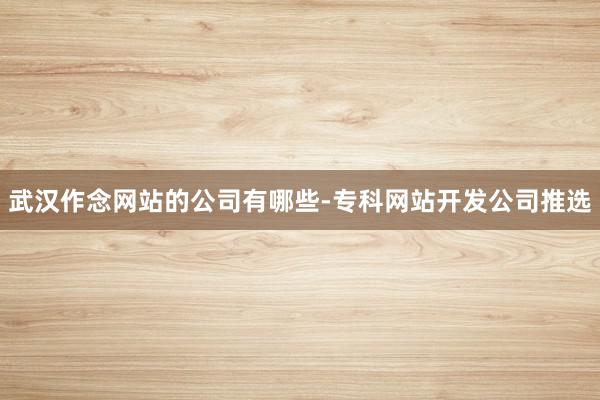 武汉作念网站的公司有哪些-专科网站开发公司推选
