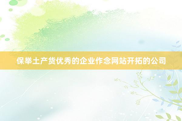 保举土产货优秀的企业作念网站开拓的公司